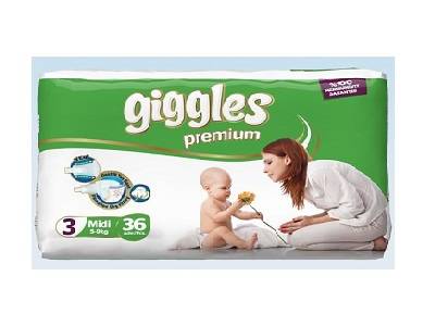 DIAPER TWIN MIDI 36PC 3YRS 19-134 GIGGLES P